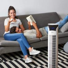 Carica l'immagine nel visualizzatore di Gallery, BLACK+DECKER BXEFT49E Ventilatore a Torre Digitale Oscillante, con Telecomando, Altezza 109 cm, Silenzioso 3 Velocità 3 Modi Timer 12h Temperatura Ambiente Potente, Bianco