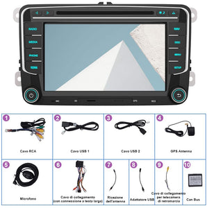 AWESAFE Autoradio 2 Din per VW Volkswagen Golf 5 6 Polo Passat Skoda Seat Tiguan, 7 Pollici con GPS Navigatore Car Radio Supporta la funzione Comandi al volante Bluetooth Vivavoce CD DVD SD USB RDS