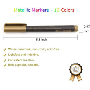 Pennarelli Metallici, Beupro Evidenziatori colori metallici set di 10 Argento - Ilgrandebazar