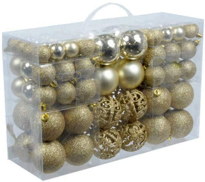 Christmas Gifts Valigia 100 Pezzi Palle di Natale Oro, Gold, 100x