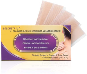 Fogli cicatriziali in silicone, ustione da acne, cesareo, chirurgia, cheloide, trattamento di cicatrici vecchie e nuove, strisce di tessuto adesivo morbido, 3,5 x7,5 cm, 4 fogli riutilizzabili
