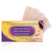 Carica l&#39;immagine nel visualizzatore di Gallery, Fogli cicatriziali in silicone, ustione da acne, cesareo, chirurgia, cheloide, trattamento di cicatrici vecchie e nuove, strisce di tessuto adesivo morbido, 3,5 x7,5 cm, 4 fogli riutilizzabili