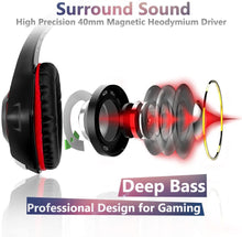 Carica l&#39;immagine nel visualizzatore di Gallery, Beexcellent GM-1, Cuffie da gaming con microfono e Bass stereo, Cancellazione del rumore, Controllo del volume, Illuminazione a LED, Colore Rosso