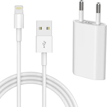 Carica l'immagine nel visualizzatore di Gallery, BERLS Caricabatterie 5V 1A (5W) + Cavo Ricarica USB 5 Piedi per Phone 5S, 6, 6S, 6 Plus, 6S Plus, 7, 7 Plus, 8, 8 Plus, XS, X, XS Max, iPod Touch 5G, Nano 7G