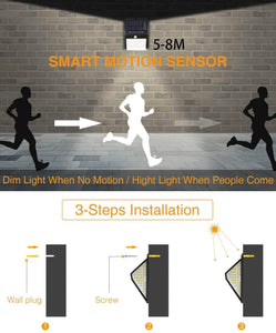 Luci solari per esterni, 140 LED, Litogo, versione 2020, per esterni con sensore di movimento, 1200 mAh, impermeabili, 800 lm, 3 modalità, 270°, per esterni