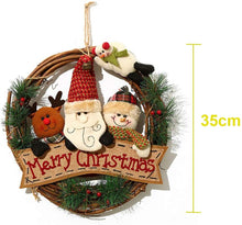 Carica l&#39;immagine nel visualizzatore di Gallery, Ghirlanda Natalizia per Porta,Decorazioni da Appendere Cervi Pupazzo di Neve di Babbo Natale,Porta Ciondolo in Rattan Natalizio Appeso,Forniture per la Disposizione della Scena del Battente Pendente