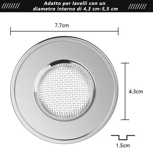 Anpro 2 Filtro Lavello Cucina in acciaio - Colino Acciaio 7.7cm, Argento - Ilgrandebazar