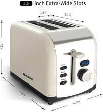Carica l'immagine nel visualizzatore di Gallery, Tostapane 2 Fette, Morpilot Tostapane con 2 Ampie Fessure in Acciaio Inossidabile e Display a LED, Tostapane Automatico con la Funzione di Scongelamento/Riscaldamento/Annullamento e 6 Modalità