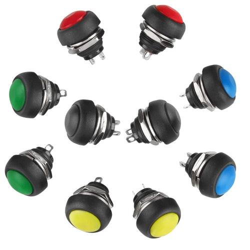 Larcele 10x12mm Pulsante Impermeabile Mini Rotonda Momentaneo 5 Colori - Ilgrandebazar