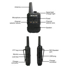 Carica l&#39;immagine nel visualizzatore di Gallery, Retevis RT15 Mini Walkie Talkie 2W 208DCS Squelch Professionali 5 Pezzi, Nero - Ilgrandebazar
