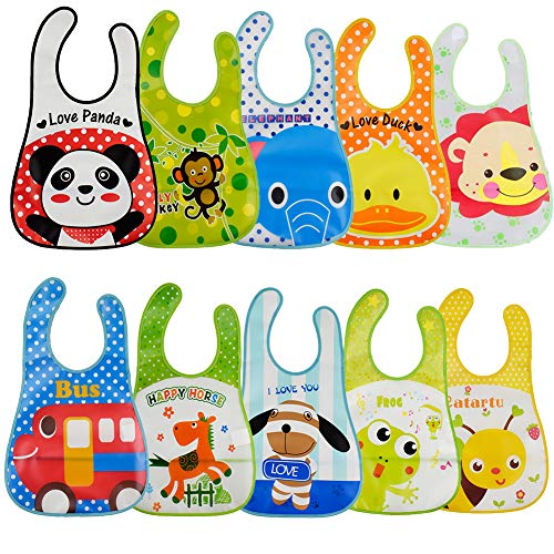 Tomkity 10 Pezzi Bavaglini Neonati Impermeabile in Plastica EVA per Bambino - Ilgrandebazar