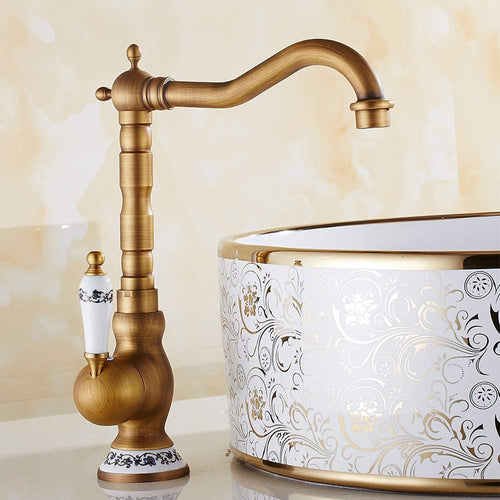 Miscelatore Rubinetto Antico Monocomando per Lavabo Alto da Ottone - Ilgrandebazar
