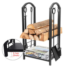 Carica l&#39;immagine nel visualizzatore di Gallery, Amagabeli rack di legna da ardere con 4 strumenti 74 x 40 x 30cm grande... - Ilgrandebazar