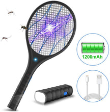 Carica l&#39;immagine nel visualizzatore di Gallery, Nobebird Racchetta Zanzare Elettrico Swatter Insetti Elettrico Repellente Mosquito Killer con Torcia Rimovibile USB Ricaricabile