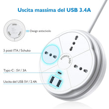 Carica l&#39;immagine nel visualizzatore di Gallery, POWERADD Presa Multipla USB - Multipresa con 3 Prese 16cm*16cm*6cm, Bianca