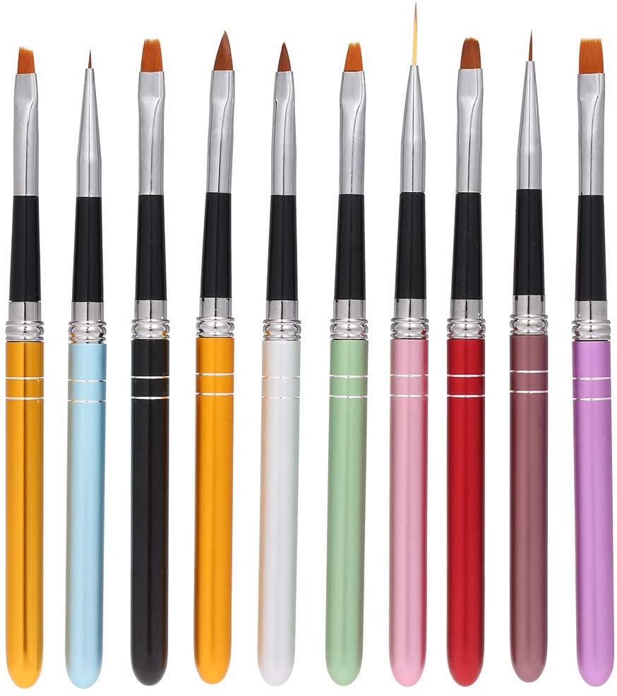 Anself 10pcs pennelli per unghie Art Design Polacco Brush Pen Set Nylon UV Gel Pittura Strumento unghie Pennello Stampa Decorazione Kit