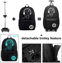 Carica l'immagine nel visualizzatore di Gallery, Kono Zaino Trolley per Scuola Impermeabile Ruote Rotolamento Removibile Scuola Borsa per Bambini (Grigio)