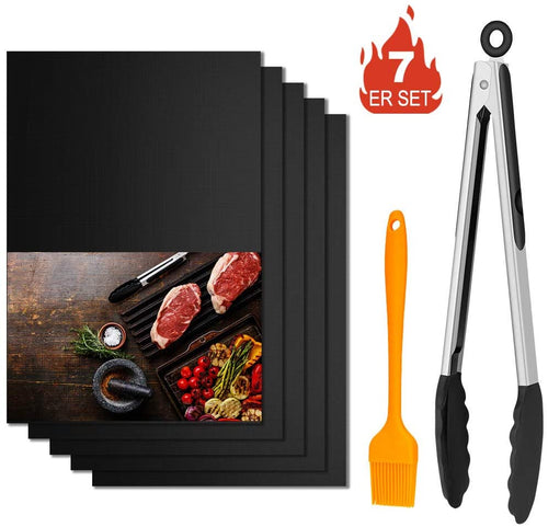 Winzwon Tappetini Barbecue, BBQ Griglia Tappetini, Stuoie Barbecue Antiaderente Riutilizzabili, Tappeto Resistente al Calore per Griglia a Carbone Gas Weber Elettrico per Carne Pesce Verdure