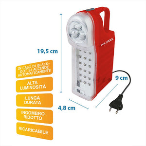 Poly Pool PP0765 Lampada di Emergenza Portatile Ricaricabile 21 LED 21 - Ilgrandebazar