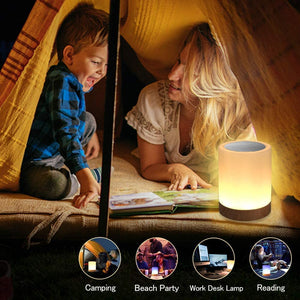 Luce Notturna LED, Lampada da Comodino Intelligente, Controllo Tattile, Dimmerabile, USB Ricaricabile, Portatile, Colore che Cambia RGB per Bambini, Camera da Letto, Campeggio (Bianco Caldo)