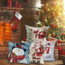 Carica l'immagine nel visualizzatore di Gallery, AcnA Natale Fodere per Cuscini,4 Pezzi Cuscini Caso Federa,Copricuscini Natalizi 45x45cm,Pupazzo di Neve Invernale Babbo Natalizie Divano Decorativi di Natale