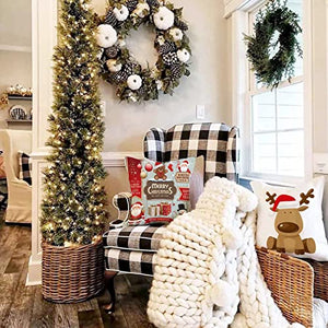 ZWJD Cuscini Natalizi per Divano 4 Pack Federe Cuscini Divano 40x40 Federe Cuscini Natalizi Cotone e Lino Biancheria Cuscini per Divano per Natale Decorazioni Casa