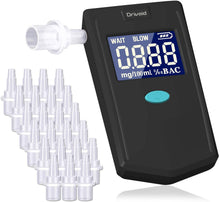 Carica l'immagine nel visualizzatore di Gallery, Drivaid Etilometro Portatile Digitale, Professionale Ricaricabile Alcool Test Con Schermo LED Display, Sensore Semiconduttore, 24 Boccagli