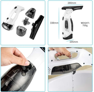Aidodo Lavavetri Elettrico, Aspiragocce per Finestra Ricaricabile senza Fili con Kit per Pulire Le Finestre, Vetri Bagno Box Doccia Specchi