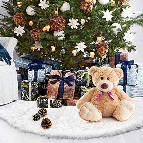 Gonna Albero di Natale, Tappeto per Albero di Natale, Gonna Albero di Natale Bianca Finta Pelliccia, 90cm Copri Base per Albero di Natale, Decorazione Capodanno casa Festa Forniture