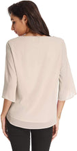 Carica l'immagine nel visualizzatore di Gallery, GRACE KARIN Camicia Donna a Manica a 3/4 Top Casual Tessuto in Chiffon Girocollo Manicotto Split
