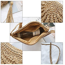Carica l&#39;immagine nel visualizzatore di Gallery, borsa paglia,borsa intrecciata,Borsa a tracolla di tessitura fatta a mano...