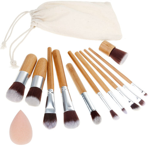 Rovtop Set 11 Pennelli per Trucco Professionali di Bambù con 1 Spugnetta... - Ilgrandebazar