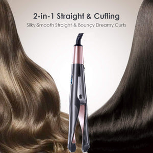 Piastra Capelli Curl & Straight, 2 in 1 Ferro Arricciacapelli, Tormalina gold - Ilgrandebazar