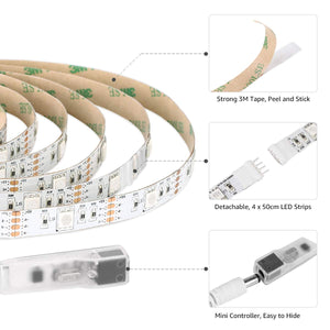 LE Striscia LED RGB 2m 5050 SMD, Luminosa USB TV RGB, - Ilgrandebazar