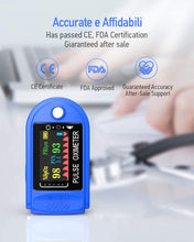 Carica l&#39;immagine nel visualizzatore di Gallery, Ossimetro da Dito,Pulsossimetro da Dito Professionale, Sensore Digitale di Ossigeno Nel Sangue e Pulsazioni, con Allarme SPO2, per Uso Domestico, Fitness e Sport Estrem (Blu)