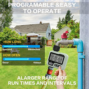 CROSOFMI Centralina Irrigazione Giardino Timer Irrigazione Automatico Programmatore Irrigazione /IPX5 Impermeabile/Ritardo Pioggia/Modalità di Irrigazione Manuale/Funzione di Blocco Bambini
