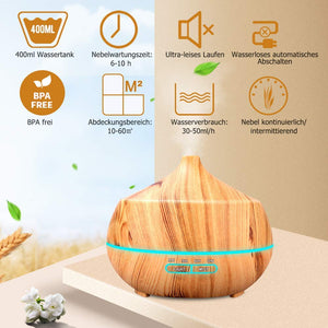 400ml Diffusore di Oli Essenziali, Aromi con 7 colori LED... - Ilgrandebazar
