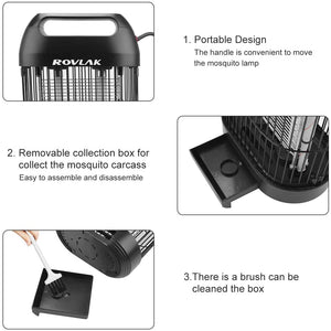 ROVLAK Lampada Antizanzare Elettrica Zanzariera Elettrica Silenziosa Lampada Antizanzare Insetticida con Luce UV da 18W Lampada Anti Zanzare per Cucina Soggiorno Camera dei Bambini, Nero