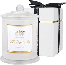 Carica l'immagine nel visualizzatore di Gallery, La Jolíe Muse Candele profumate，alla Rosa Selvatica，Cera di Soia Naturale， Durata: Fino a 60 Ore, Vaso in Vetro Bianco, 9.9Oz/280g