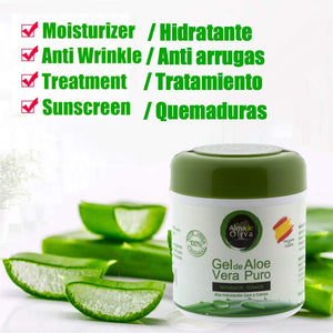 Gel idratante 100% naturale di Aloe Vera 500 ml per pelli 500ml., verde