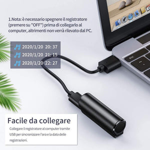Registratore Vocale, Mini Registratore Vocale Spia da 16GB con Attivazione Vocale-Durata Batteria di 19 giorni, Registratore impermeabile, un Pulsante per Registrare/Salvare, Ricaricabile
