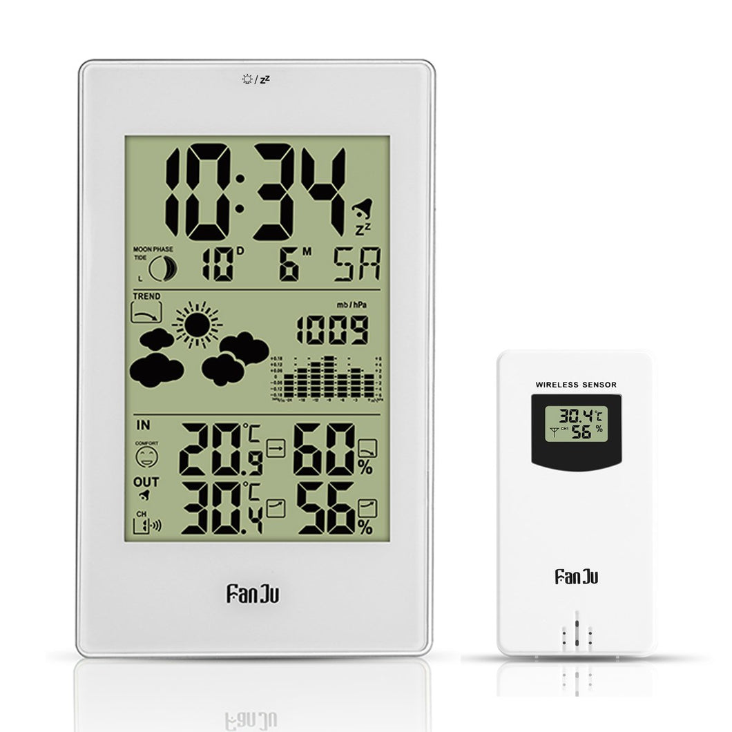 FanJu FJ3352 Stazione Meteorologica con Sensore Esterno / Temperatura bianco - Ilgrandebazar