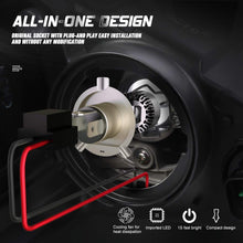 Carica l&#39;immagine nel visualizzatore di Gallery, Lampadina H4 LED per Moto, 6400LM Lampada for Motorbike, Grigio scuro