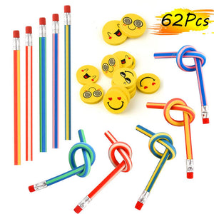 FEPITO gadget compleanno bambini 62 pezzi, 32 pcs erasers+30 pencils, blu - Ilgrandebazar