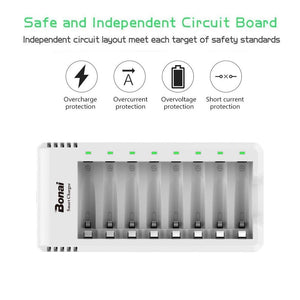 BONAI Batterie Ricaricabili AA Alta Capacità, 2800mAh Pile Stilo 8AA+C - Ilgrandebazar