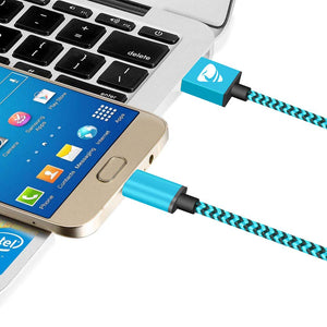 Aione Cavo Micro USB[3 Pezzi, 2m] Android Nylon Intrecciato 2M-Blu, blu - Ilgrandebazar
