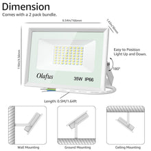 Carica l&#39;immagine nel visualizzatore di Gallery, Olafus 2 Pezzi 35W Faretto LED da Esterno 3800 LM 5000K Luce Bianca Fredda... - Ilgrandebazar