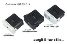 Carica l&#39;immagine nel visualizzatore di Gallery, LEDLUX 2 Pezzi Moduli Compatibile Bticino Living Light Caricatore USB 5V Nero - Ilgrandebazar