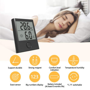 BACKTURE Termometro Igrometro Digitale, 2 Pack Termoigrometro da Interno nero - Ilgrandebazar
