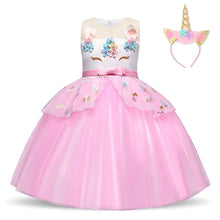 Carica l'immagine nel visualizzatore di Gallery, NNJXD Ragazza Unicorno Ruffles Fiori Festa Cosplay Abito da Sposa Vestito... - Ilgrandebazar